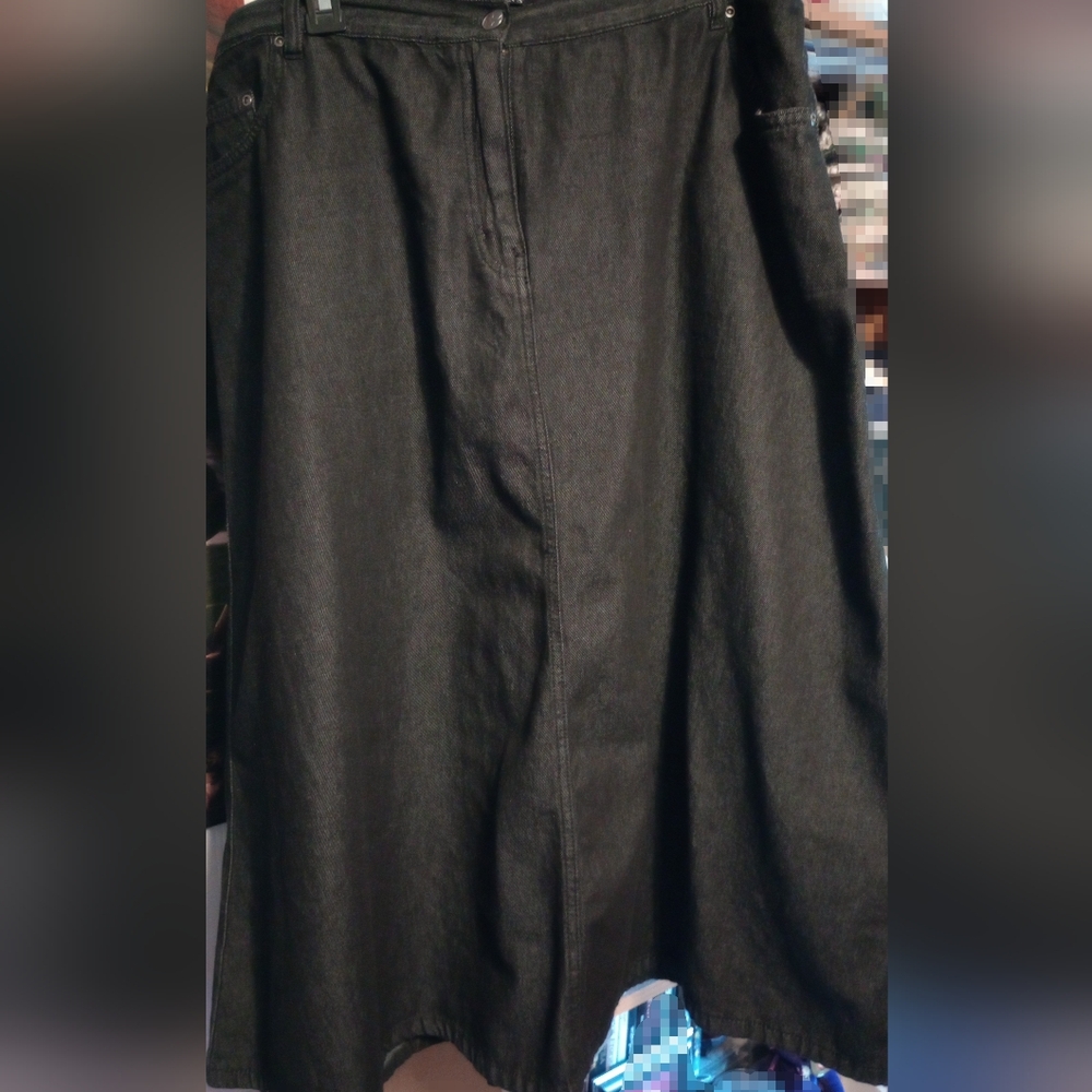 Roaman's Elegant Dark Maxi Jean Skirt